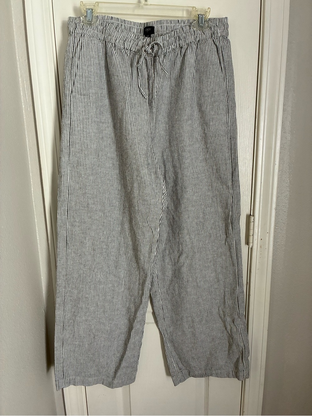 J. Crew Pinstripe Drawstring Linen Pants